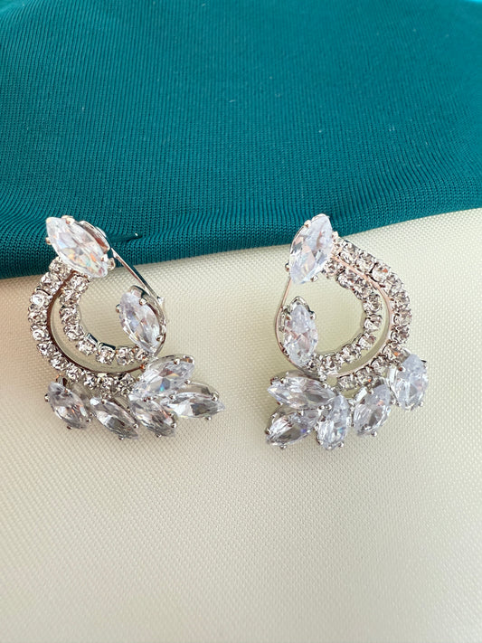 Crystal Crescent Earrings - Party Wear