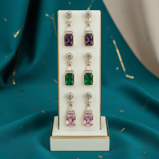 Display stand with brand teal color