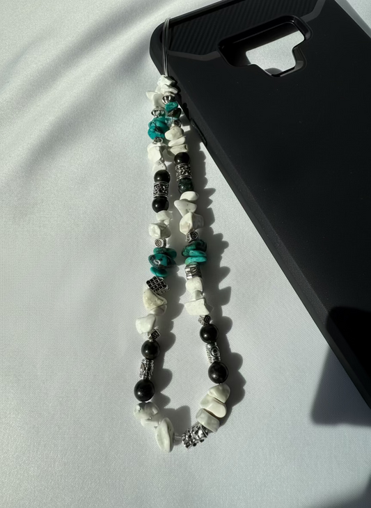 Boho Gemstone Beaded Phone Charm, Howlite, Turquoise