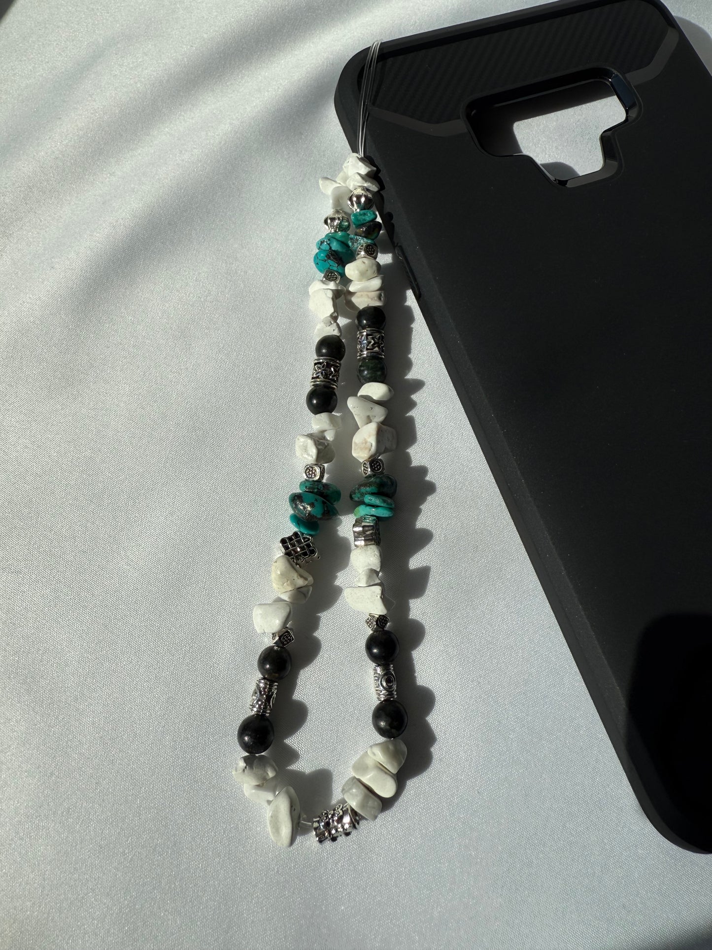 Boho Gemstone Beaded Phone Charm, Howlite, Turquoise