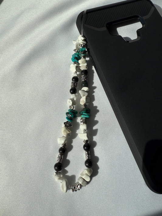 Boho Gemstone Beaded Phone Charm, Howlite, Turquoise