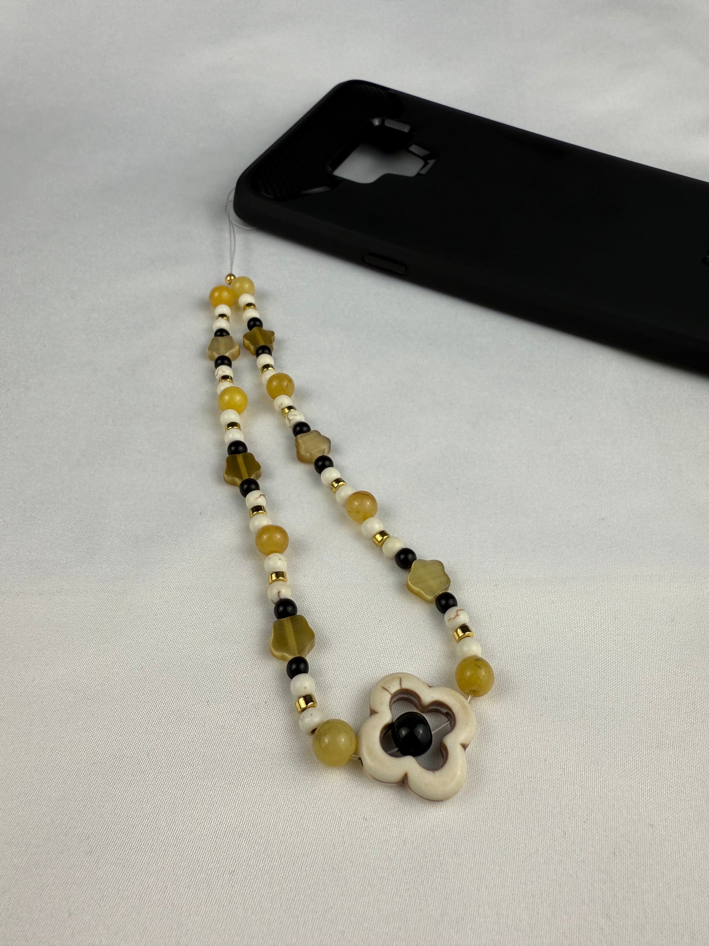 Handmade Gemstone Phone Charm – Malaysia Jade, Clover Charm