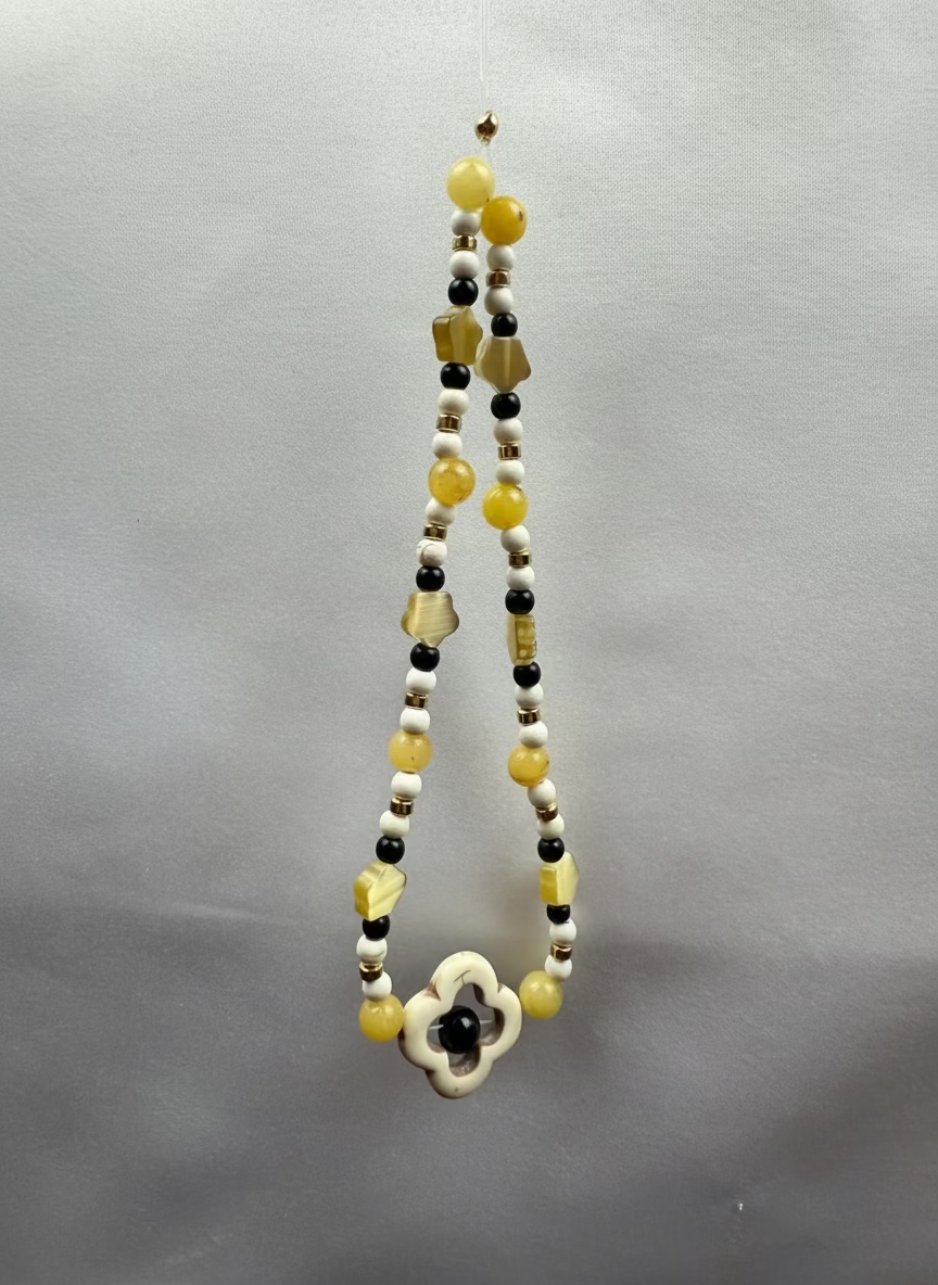 Handmade Gemstone Phone Charm – Malaysia Jade, Clover Charm