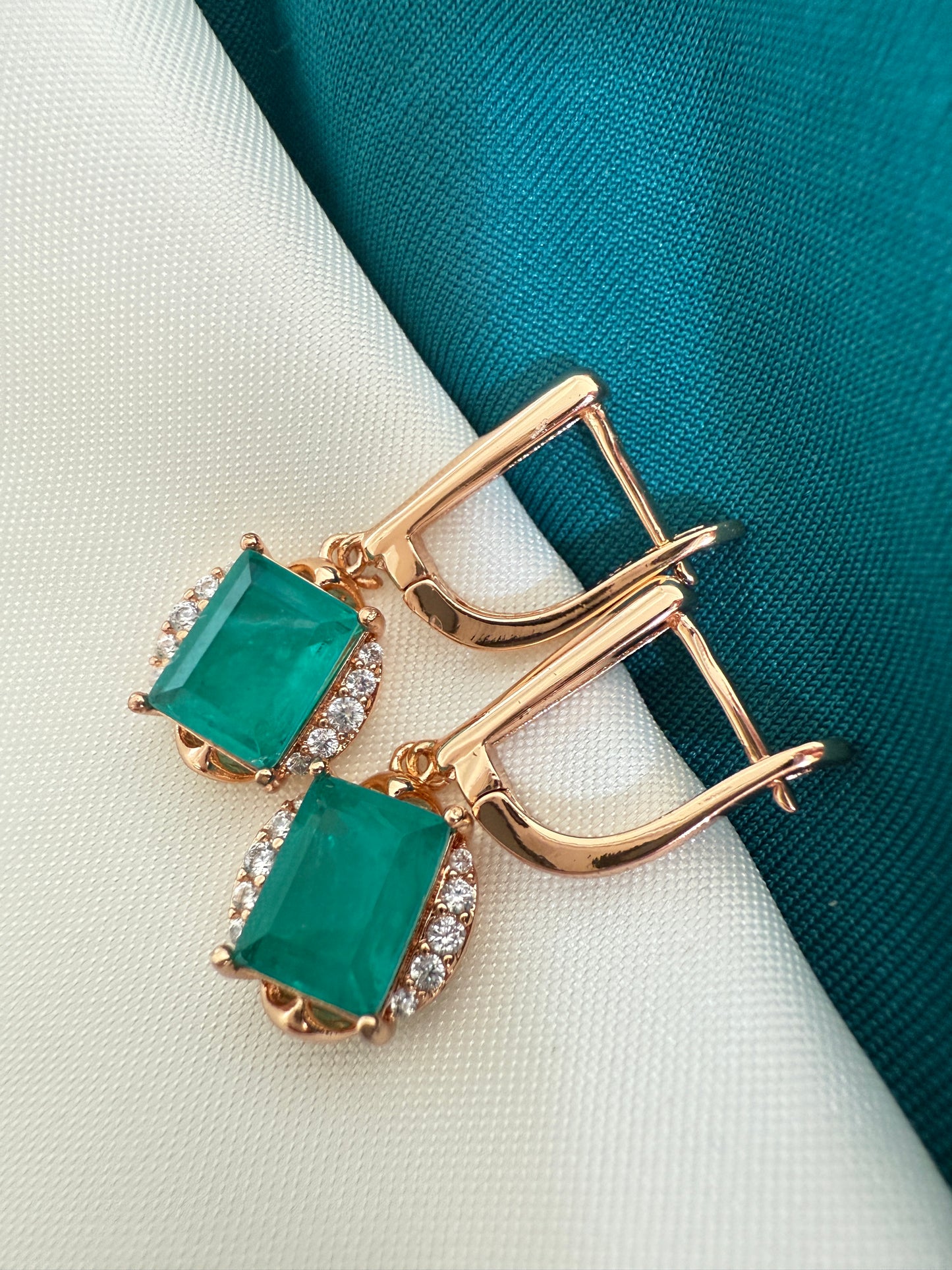 Green Crystal Drop Earrings