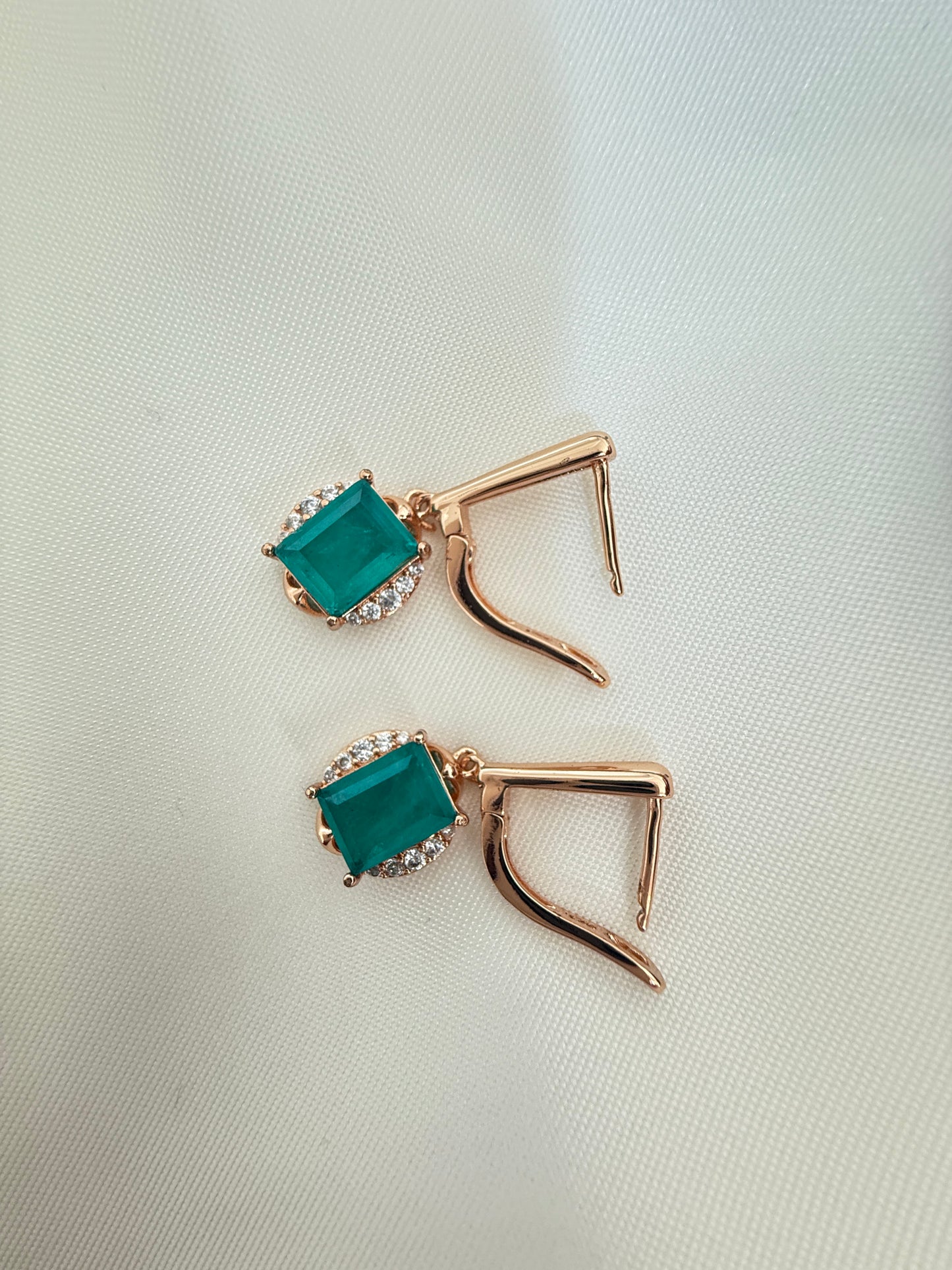 Green Crystal Drop Earrings