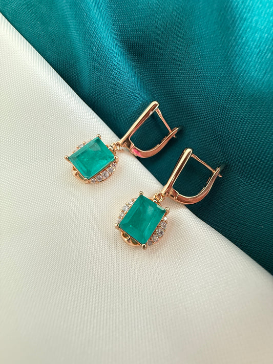 Green Crystal Drop Earrings