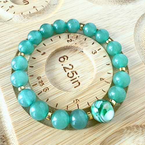 Green Aventurine Bracelet, Multi-Green Quartz, Gold Hematite, Handmade Jewelry