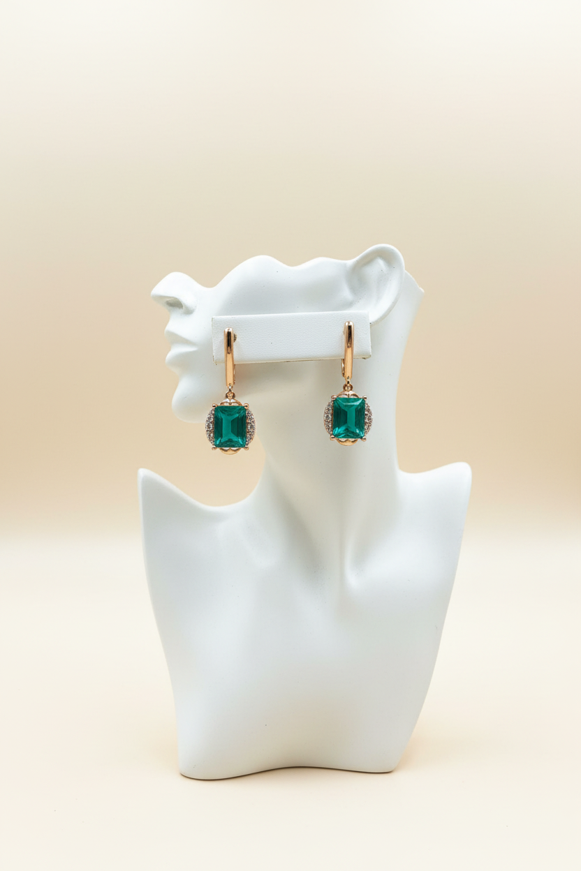 Earrings on display stand