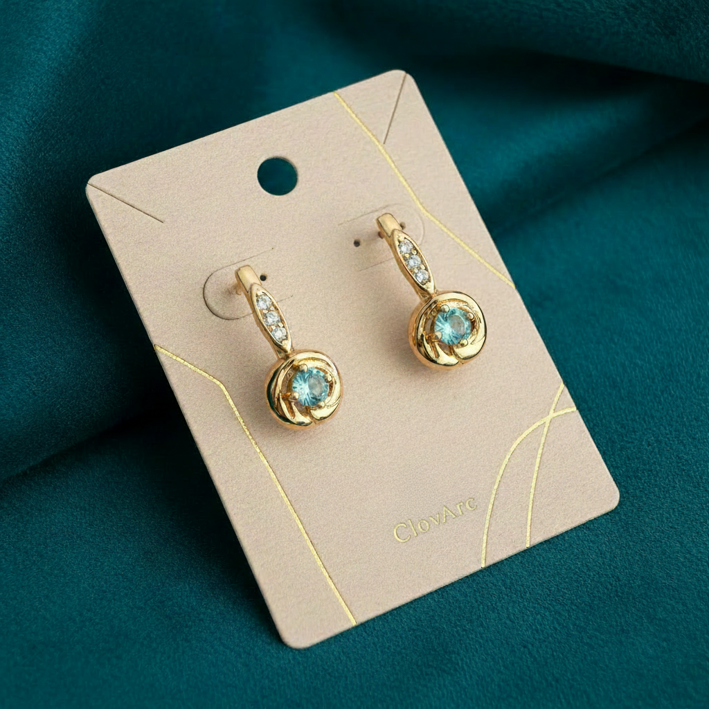 Gold Hoop Earrings with ClovArc Text Branding